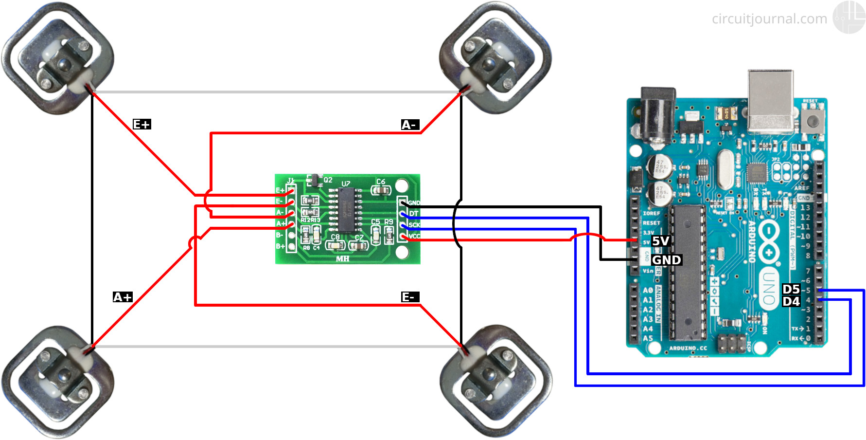 50kg Load Cells With Hx711 And Arduino 4x 2x 1x Diagrams Circuit Journal
