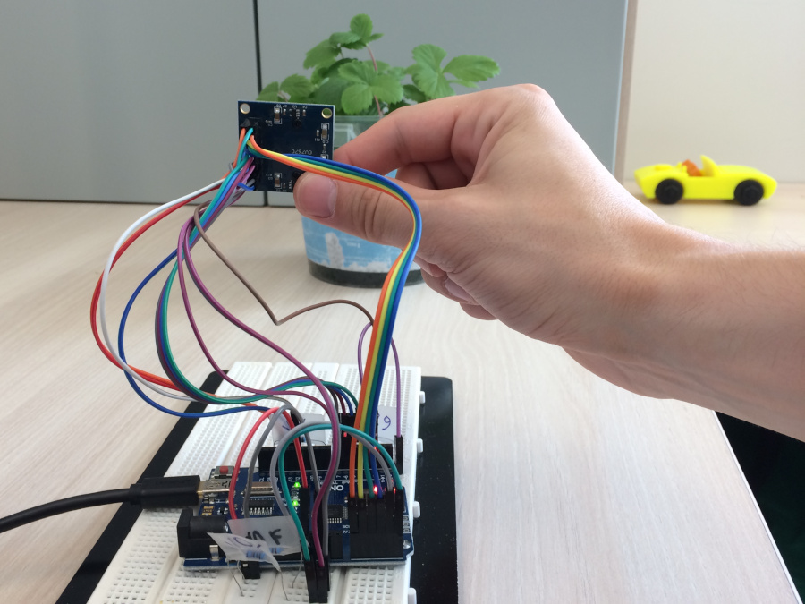 Wiring after the OV7670 module is fully connected to Arduino