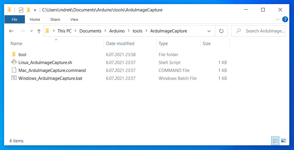 ArduImageCapture in Arduino 'tools' folder