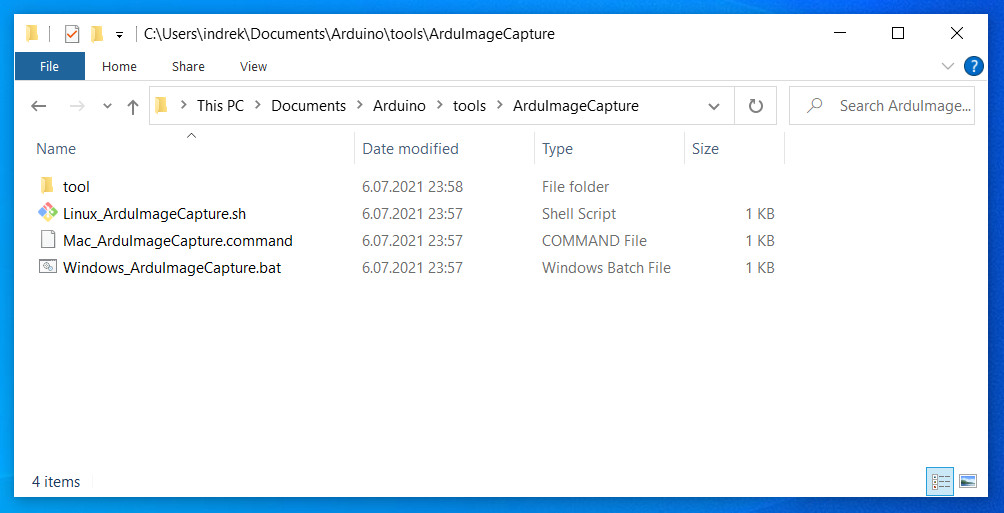 ArduImageCapture in Arduino 'tools' folder