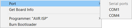 Arduino IDE ports before connecting the USB cable