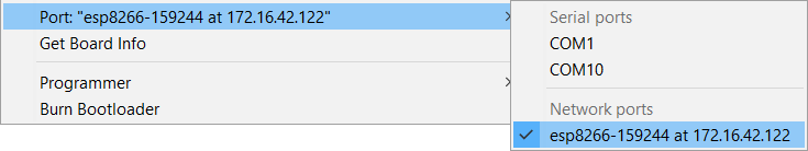 Arduino IDE OTA port