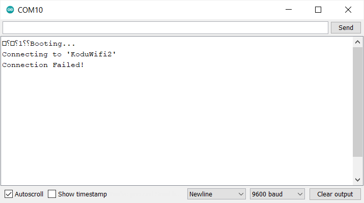 Arduino IDE OTA. Successful Wi-Fi connection log in terminal.