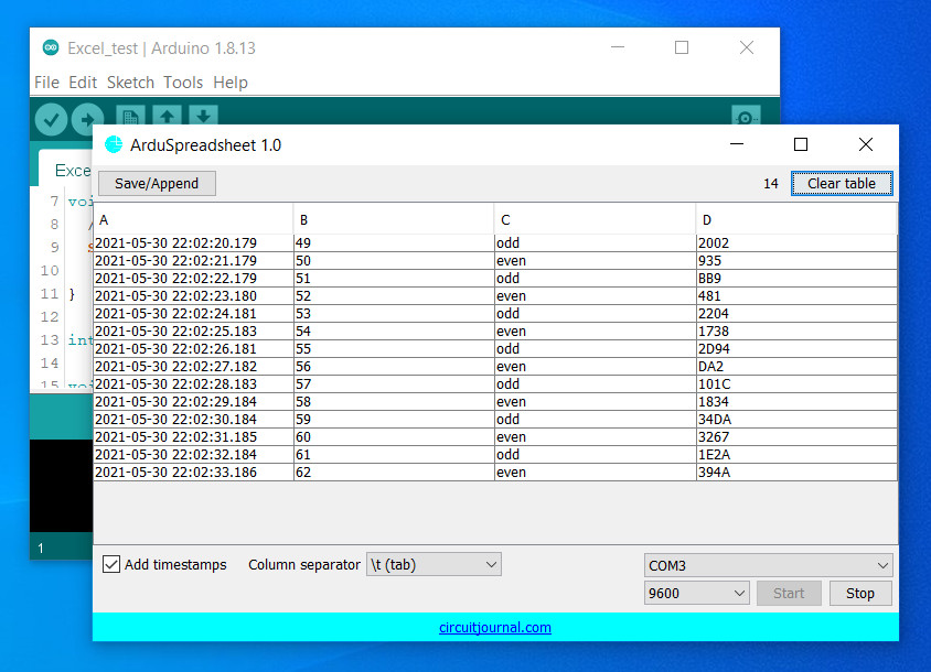 ArduSpeadsheet Arduino IDE plug-in