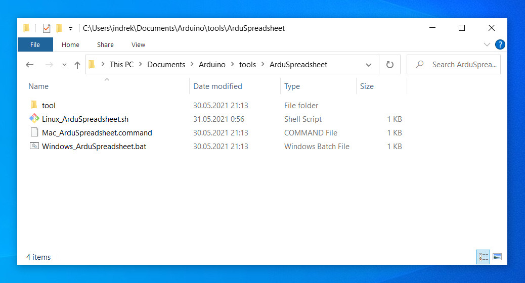 ArduSpeadsheet in Arduino 'tools' folder