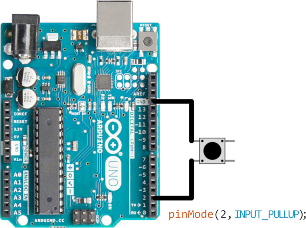 Connecting a button to an Arduino using the internal pull-up