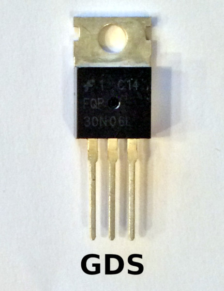 A photo of a 30N06L MOSFET